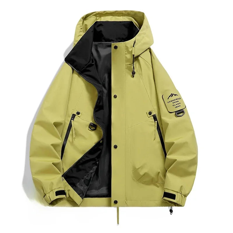 SUENTA Unisex Kapuze Skijacke Mit Langarm Lockere Schnitt Paare Gelb
