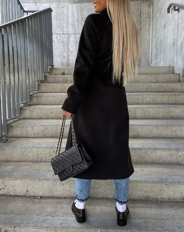 Mechi | Damen Langer Zweireihiger Wintermantel