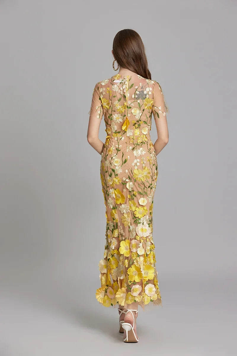 SUENTA Damen Maxi Kleid – Elegantes Ärmelloses Besticktes Kleid