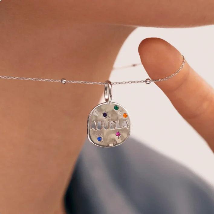 SUENTA Mother's Day MAMA Necklace Gift - Irregular Circular Guardian Pendant in Waterproof Stainless Steel, Dainty Mom Jewelry Gift for Women abuela-2