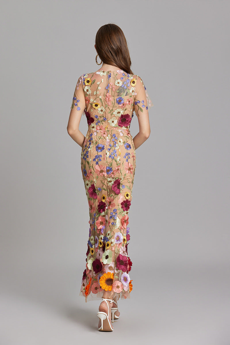 SUENTA Damen Maxi Kleid – Elegantes Ärmelloses Besticktes Kleid
