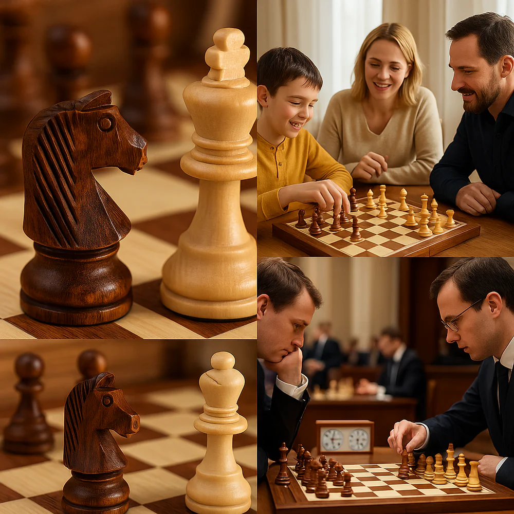 SUENTA Schachspiel aus Holz – Klappbares Turnier-Schachbrett