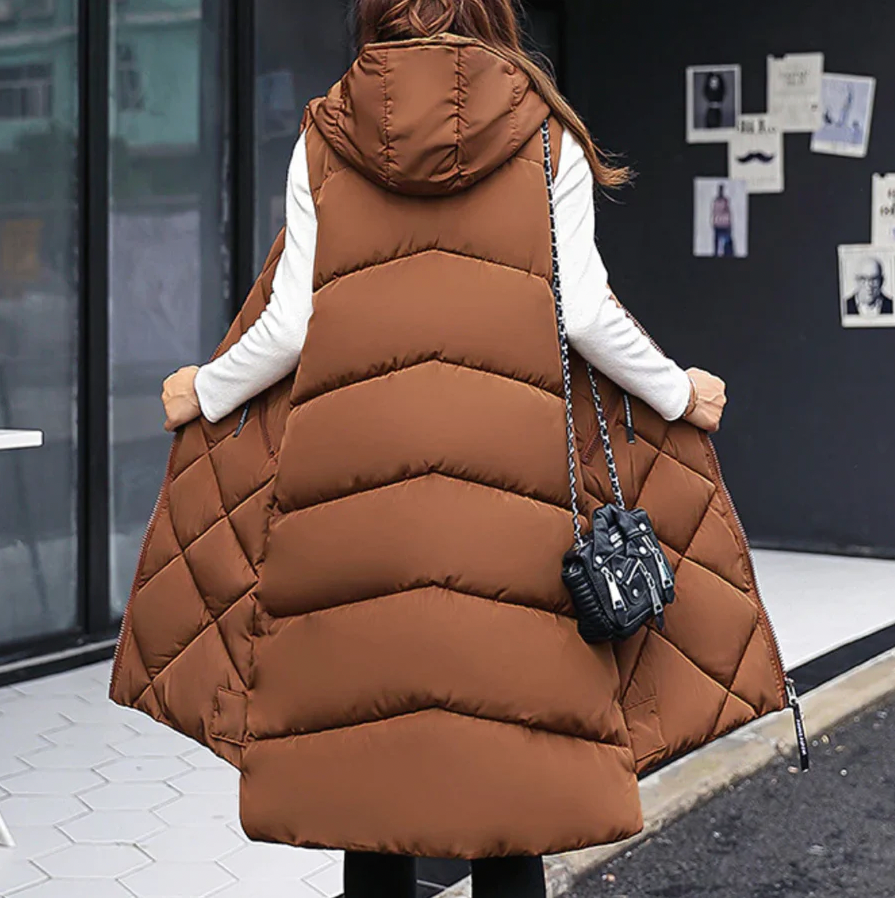 SUENTA Damen Lange Puffer-Stil Weste mit Kapuze Herbstsaison