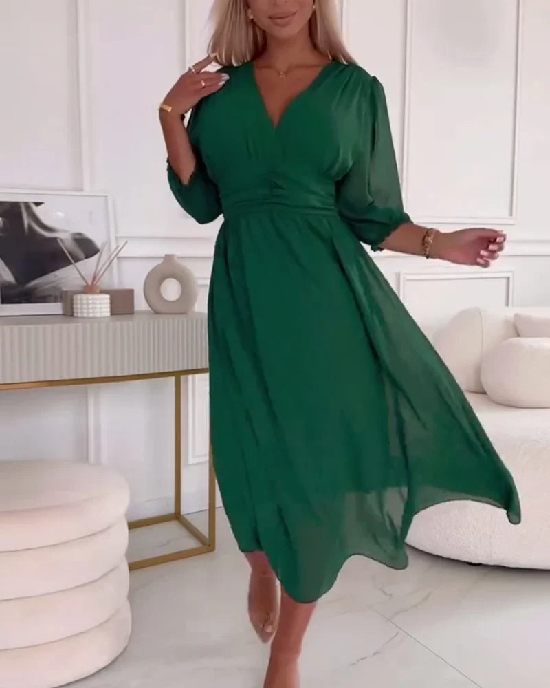 SUENTA Damen Sommerkleid – Elegante Puffärmel & Femininer Stil