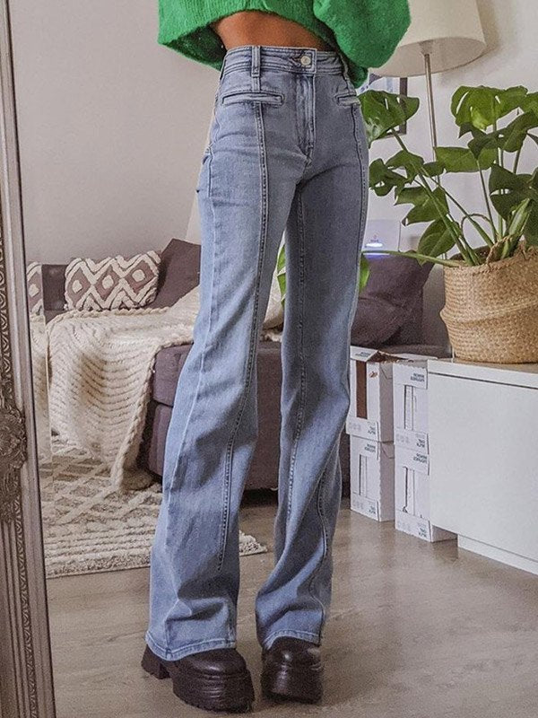 SUENTA Schlagjeans Mit Sternenaufnäher Hinten Lässig Streetwear Y2K