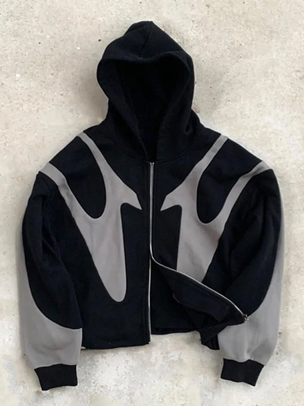 SUENTA Herren-Hoodie Schwarzer Y2K Mit Kontrastfarben Oversize-Schnitt Langarm