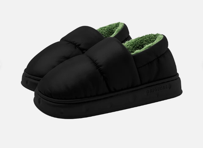 SUENTA Unisex Warmer Hausschuhe Winter Kuschelig Innenfutter Schwarz