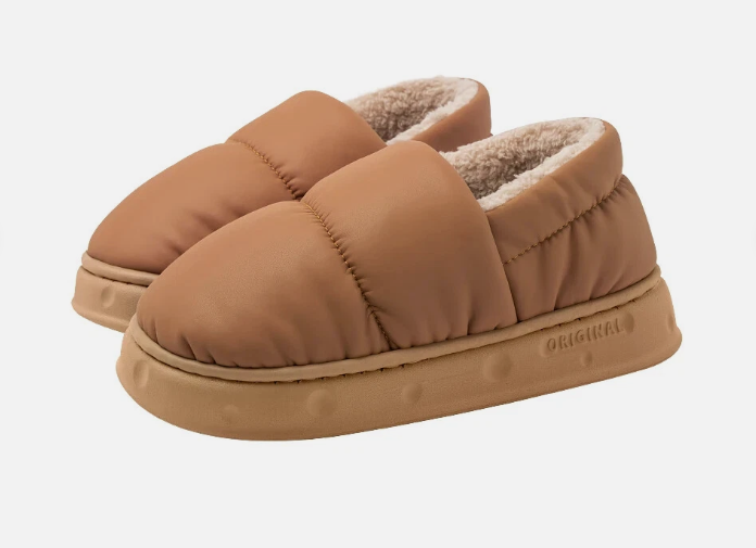 SUENTA Unisex Warmer Hausschuhe Winter Kuschelig Innenfutter Braun