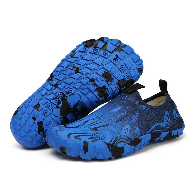 SUENTA Unisex Reinschlüpfen Barfußschuhe Wasserdichte Rutschfeste Sohle Schwarz Blau