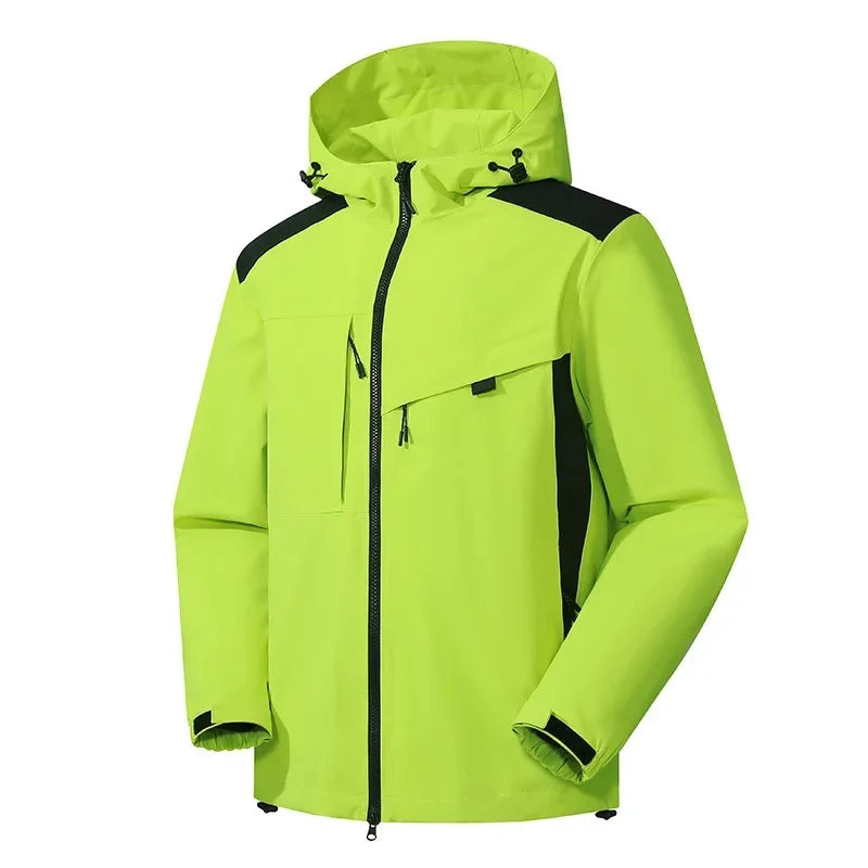 SUENTA Skijacke Lässige Skijacke mit Kapuze für Herren Sportlich Fluoreszierendes Grün