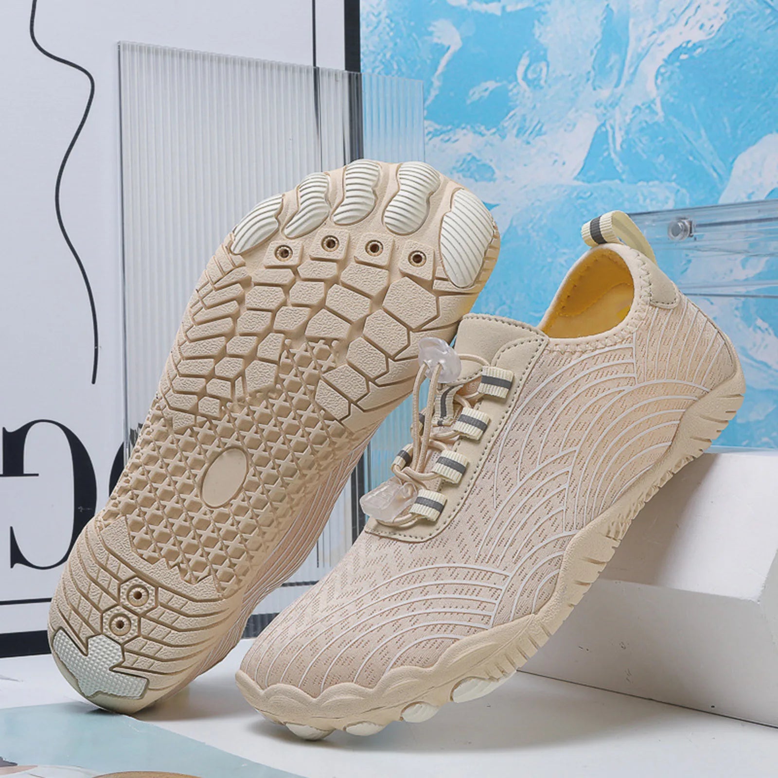 SUENTA Unisex Im Freien Barfußschuhe Wasserdichte Allround Flexibel Beige