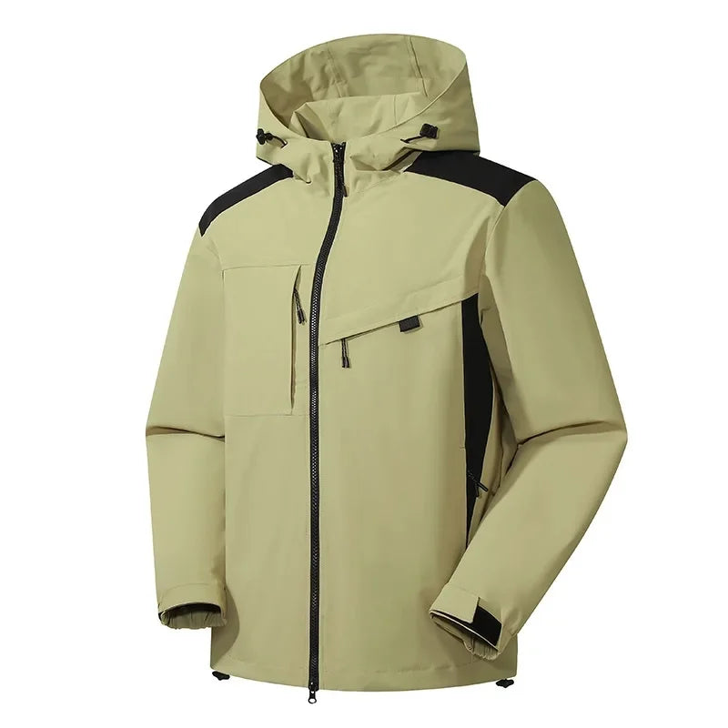 SUENTA Skijacke Lässige Skijacke mit Kapuze für Herren Sportlich Khaki