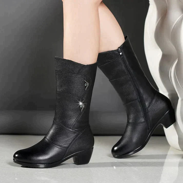 SUENTA Schwarze Winterstiefel für Damen | Warme - Winterstiefel Schwarz