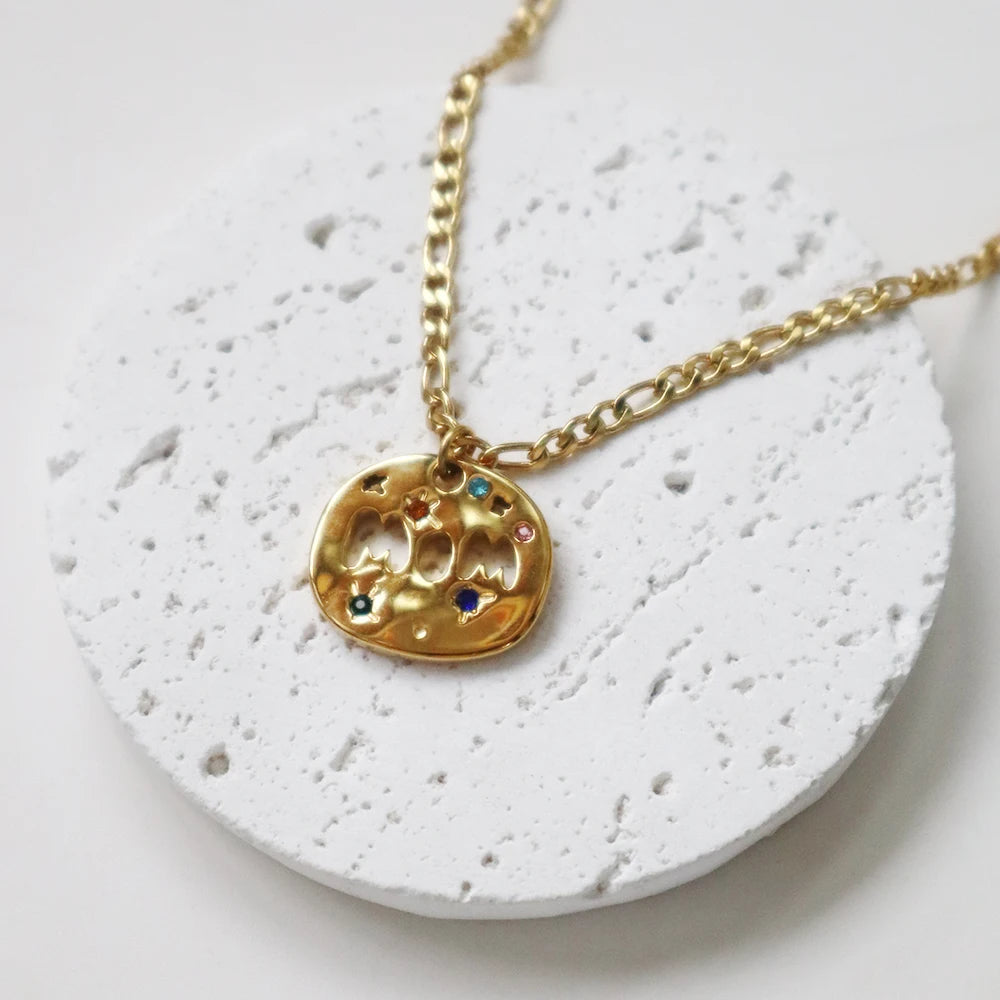 SUENTA Mother's Day MAMA Necklace Gift - Irregular Circular Guardian Pendant in Waterproof Stainless Steel, Dainty Mom Jewelry Gift for Women mom-1