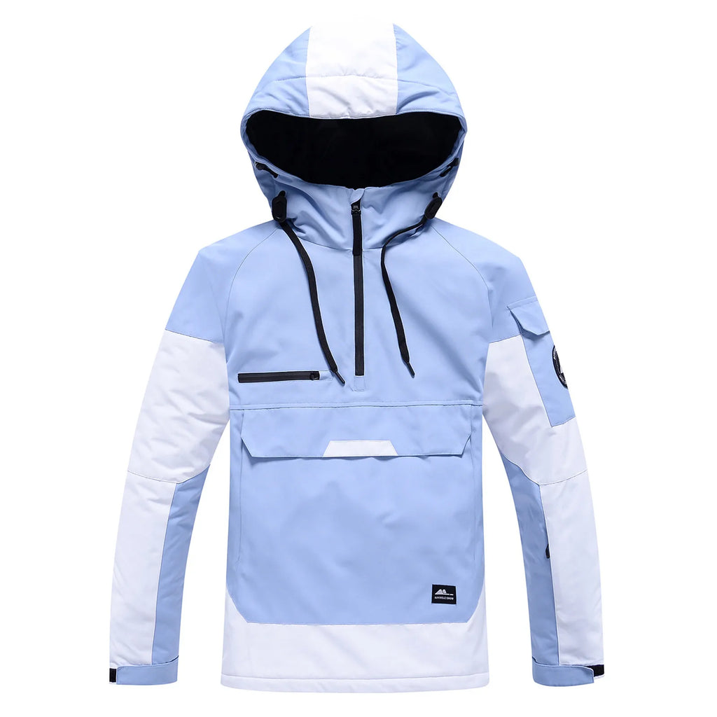 SUENTA Unisex Winter Skijacke Mit Kapuze Vielseitiger Schutz Kälte Himmelblau
