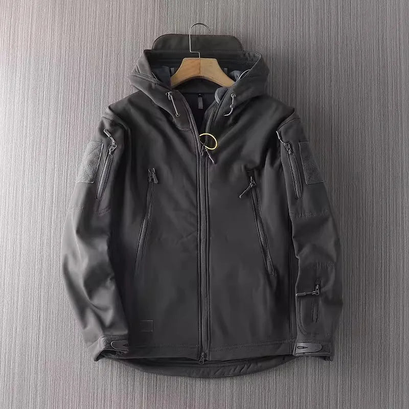 SUENTA Herren Softshelljacke mit Kapuze und Frontreißverschluss Grau