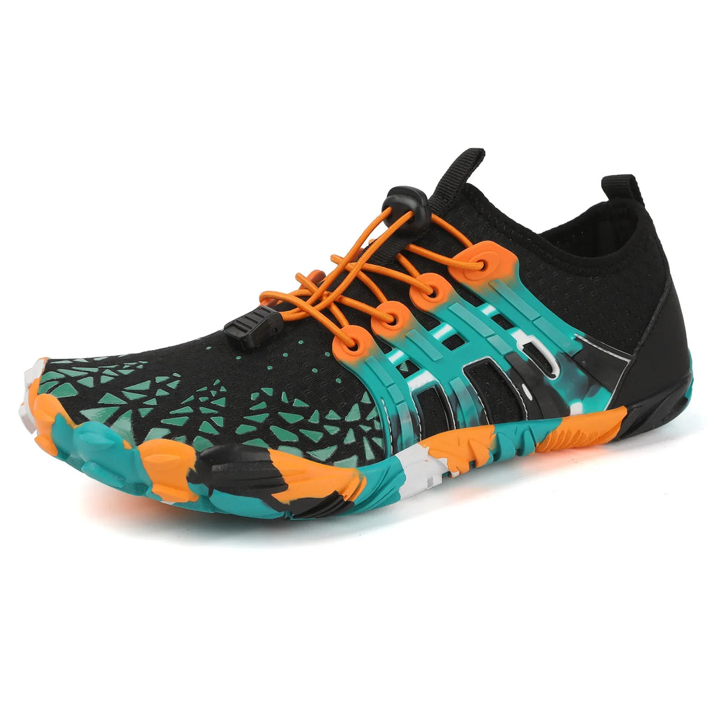 SUENTA Herren Damen Barfußschuhe Wasserdichte Farbenfrohe Design Schwarz