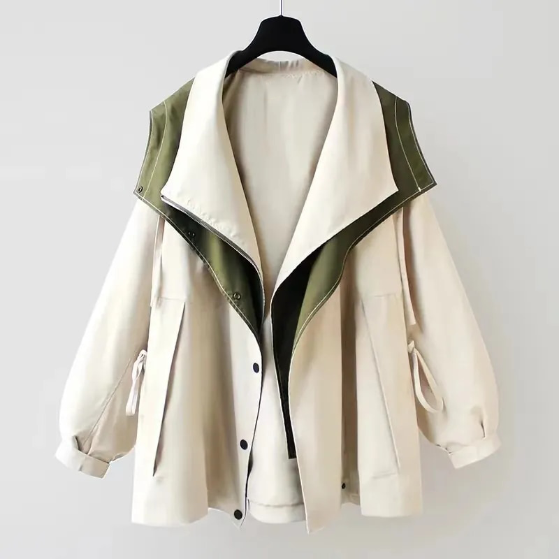 SUENTA Damen Regenjacke Stylisch Wasserdichte Damen Regenjacke Weiß
