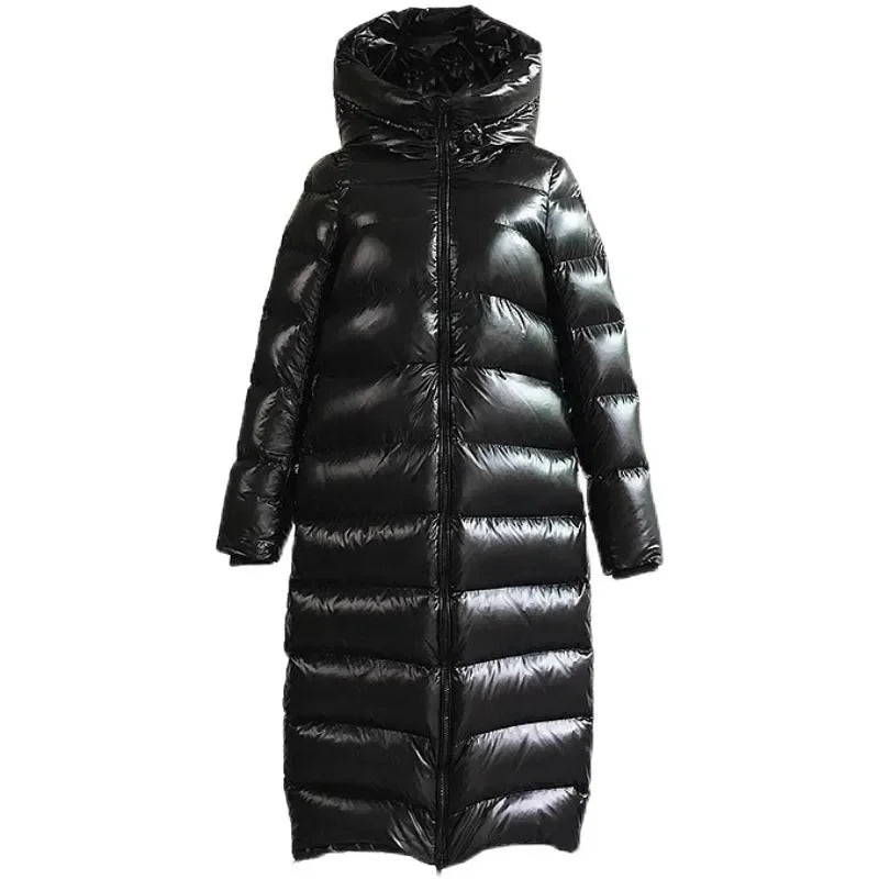 SUENTA Sunkisses Damen Lange Daunenjacke - Moderner Stil für kühle Tage Schwarz