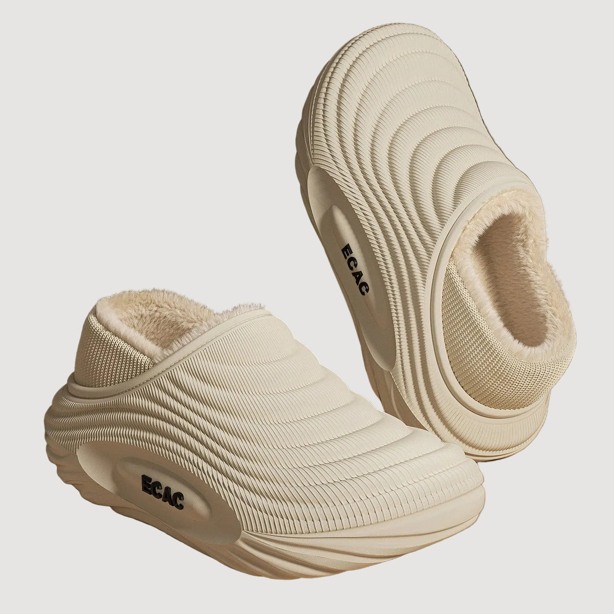 SUENTA Waterproof Cotton Slippers for Couples - Warm Winter House Shoes with Thick Fleece Lining & Non-Slip Waterproof Sole for Men & Women WHITE