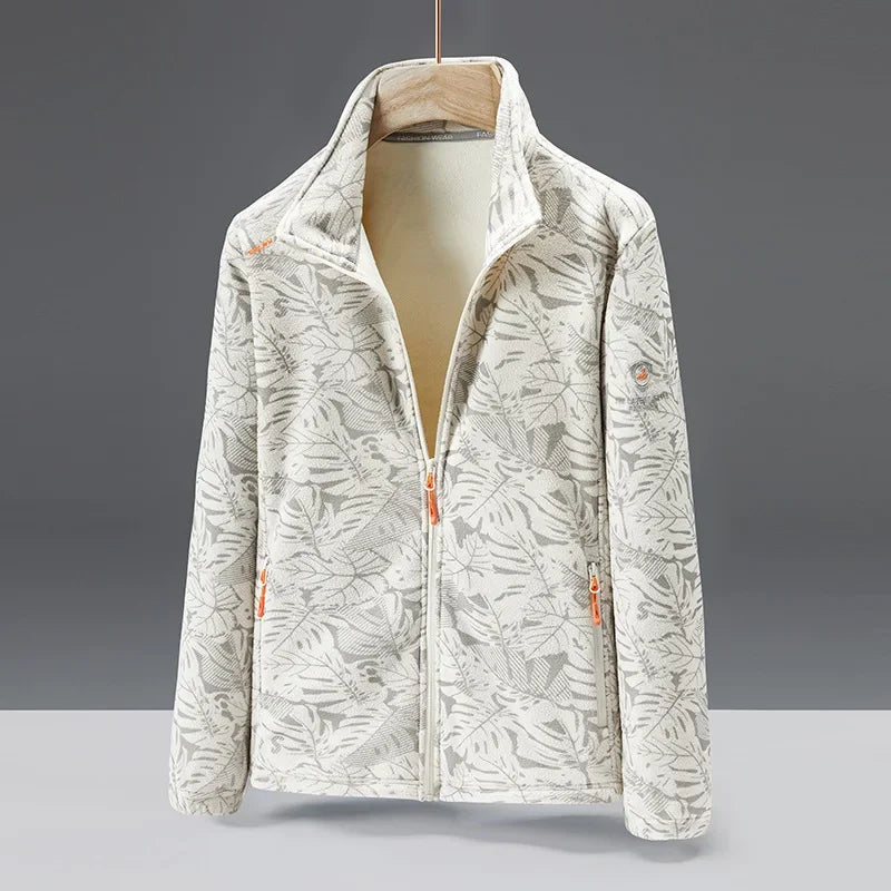 SUENTA Unisex Modische Fleece Jacke Warme Alltag Büro Freizeit Elfenbeinweiß (Damen)