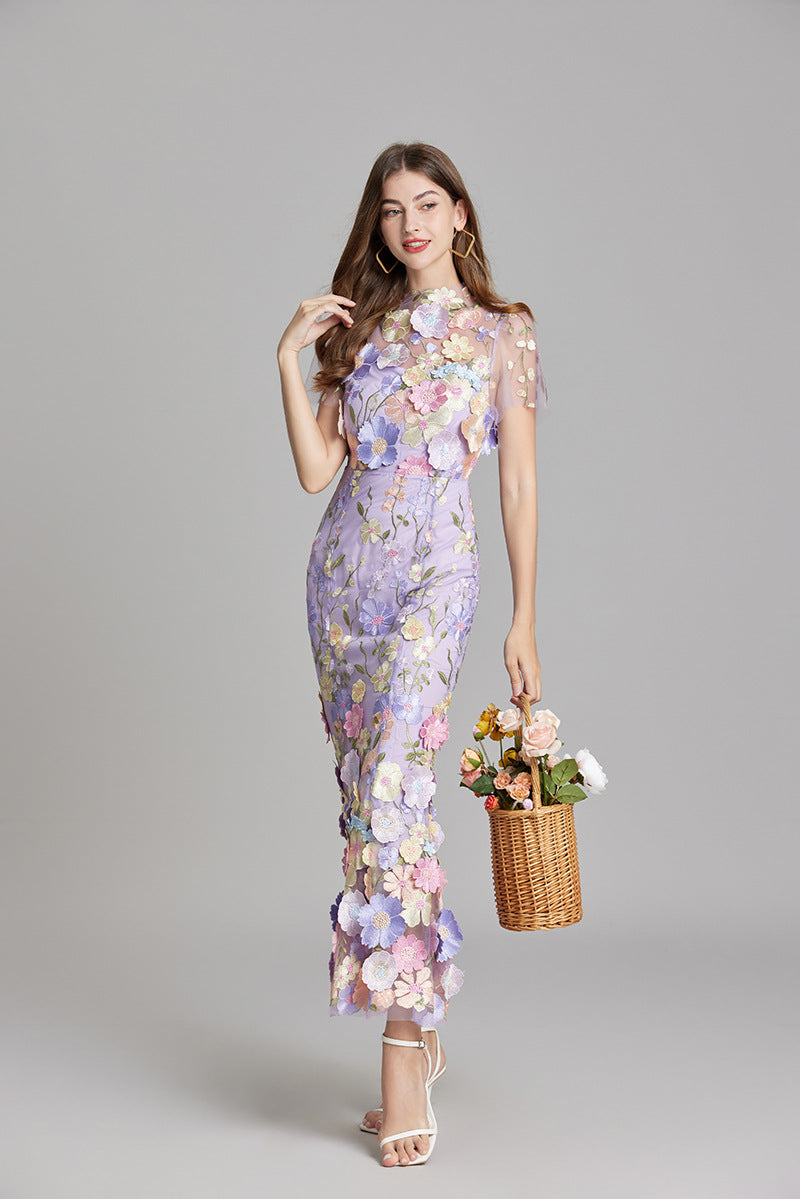 SUENTA Damen Maxi Kleid – Elegantes Ärmelloses Besticktes Kleid
