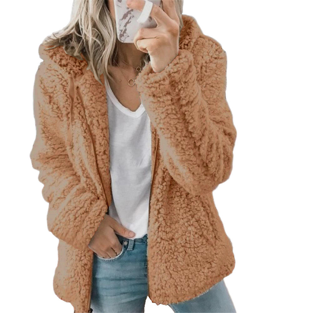 SUENTA Damen Lässiges Kapuze Jacke Warme Lockeren Passform - Winterjacke Damen Braun