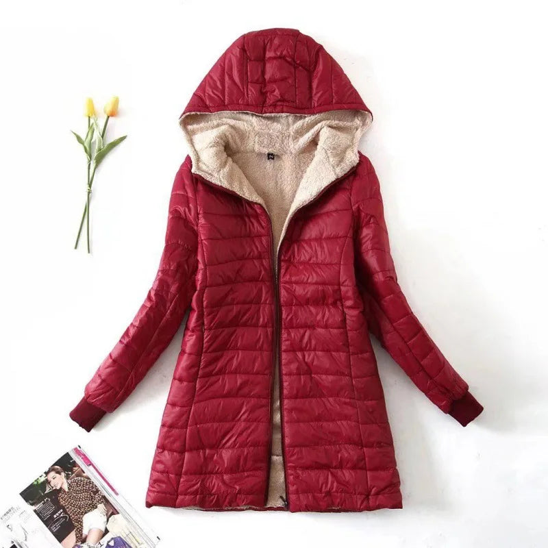 SUENTA Santana Damen Fleecejacke - Warm mit Kapuze für den Winter Burgund
