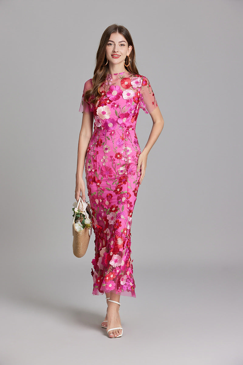 SUENTA Damen Maxi Kleid – Elegantes Ärmelloses Besticktes Kleid