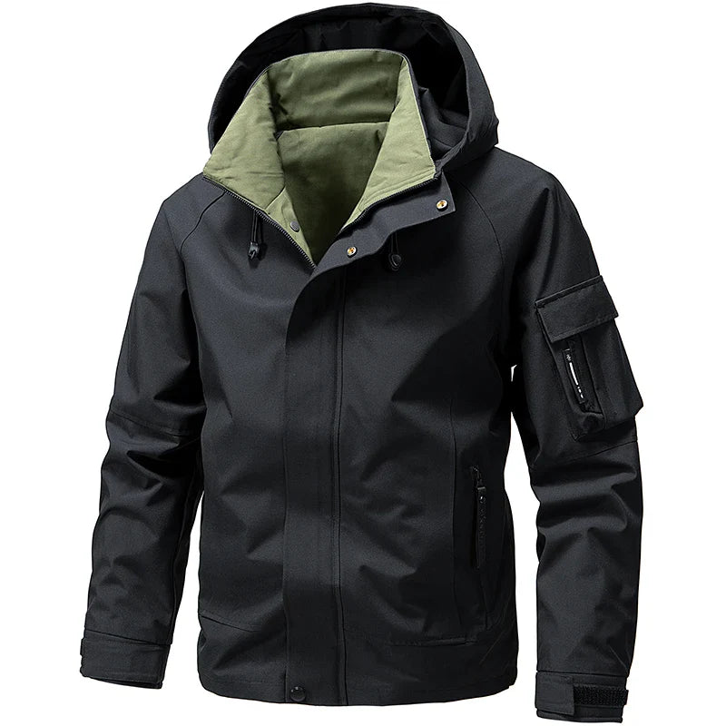 SUENTA Herren Softshell Jacke Mit Taschen Kapuze Reißverschluss Schwarz