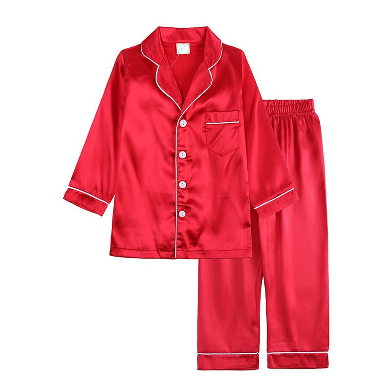 SUENTA Seiden-Pyjama-Set Luxuriöses Komfort weiche Berührung Haut Rot Lang