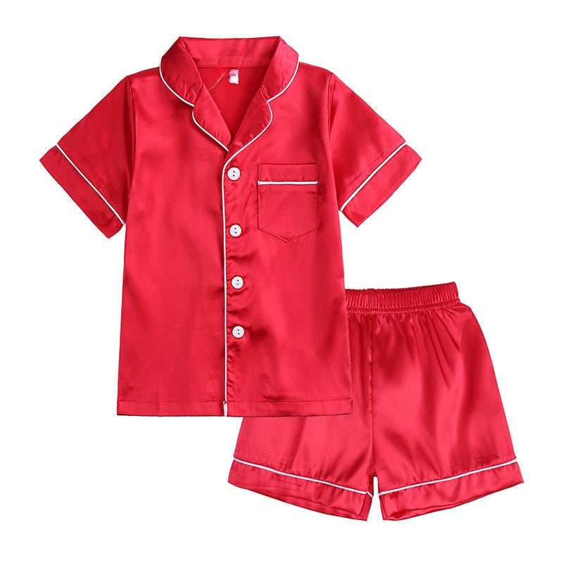 SUENTA Seiden-Pyjama-Set Luxuriöses Komfort weiche Berührung Haut Rot Kurz