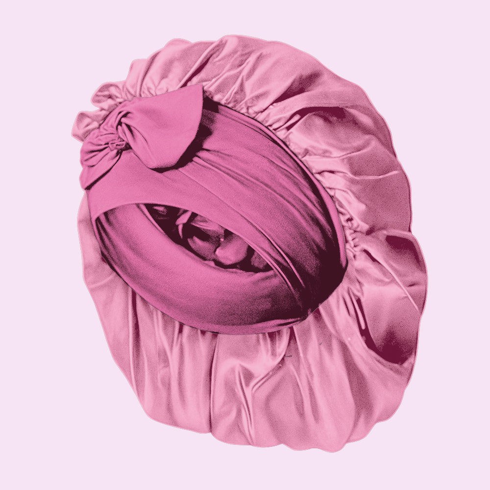 SUENTA Seiden-Nachtmütze Seide Schutz Haar Kräuseln Haarbruch Rosa