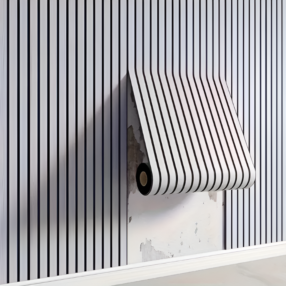 SUENTA Selbstklebende 3D-Holz-Wandpaneele Für Moderne Innenräume Weiß L 300cm x B 40cm