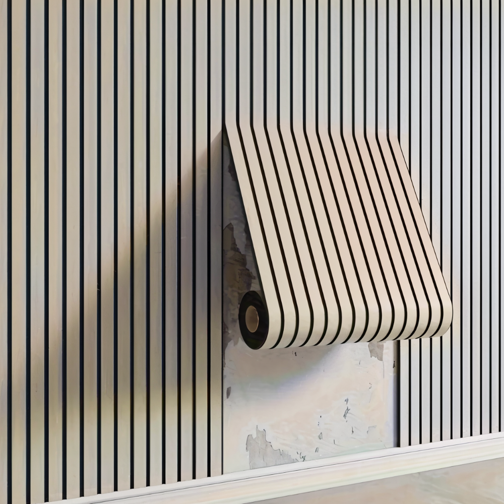 SUENTA Selbstklebende 3D-Holz-Wandpaneele Für Moderne Innenräume Beige L 300cm x B 40cm