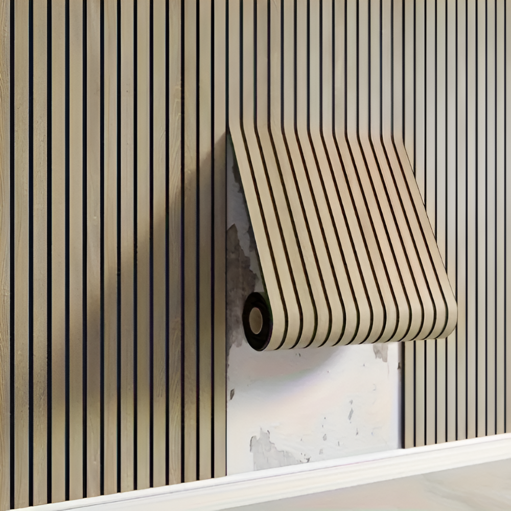 SUENTA Selbstklebende 3D-Holz-Wandpaneele Für Moderne Innenräume Khaki L 300cm x B 40cm