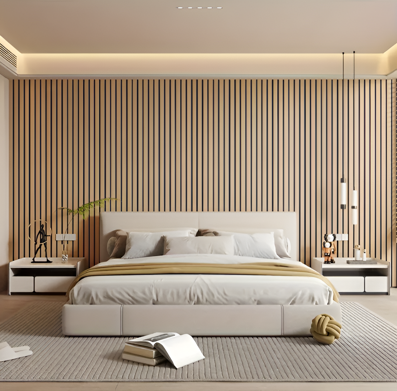 SUENTA Selbstklebende 3D-Holz-Wandpaneele Für Moderne Innenräume Hellbraun L 300cm x B 40cm