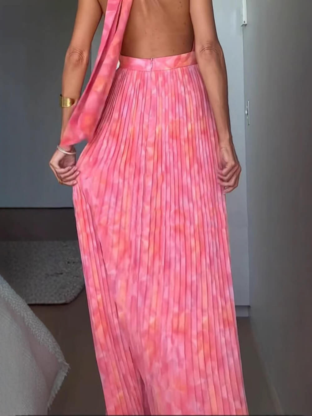 SUENTA Damen Abendkleid Elegantes Schickes Langes Rückenfreies Kleid Besondere Anlässe