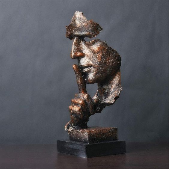 SUENTA Mann Nachdenkliche abstrakte Statue zur ruhigen Besinnung Der stille Mann Bronze