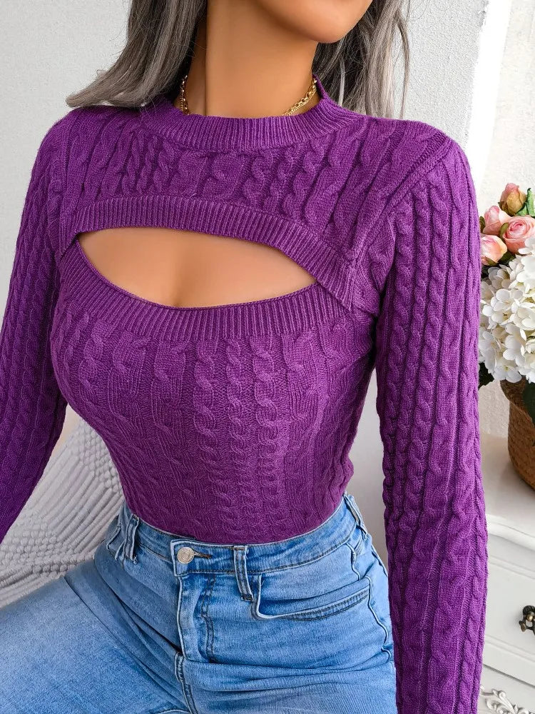 SUENTA Elora Damen-Strickpullover – Raffiniertes Twist-Detail & Lange Ärmel