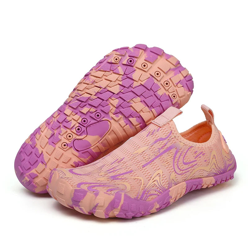 SUENTA Unisex Reinschlüpfen Barfußschuhe Wasserdichte Rutschfeste Sohle Rosa