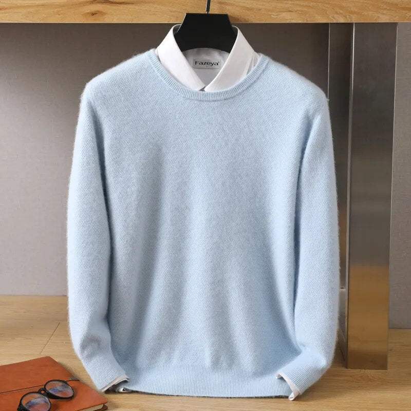 SUENTA Damen Eleganter Kaschmir-Pullover Zeitlose Eleganz Stil Blau