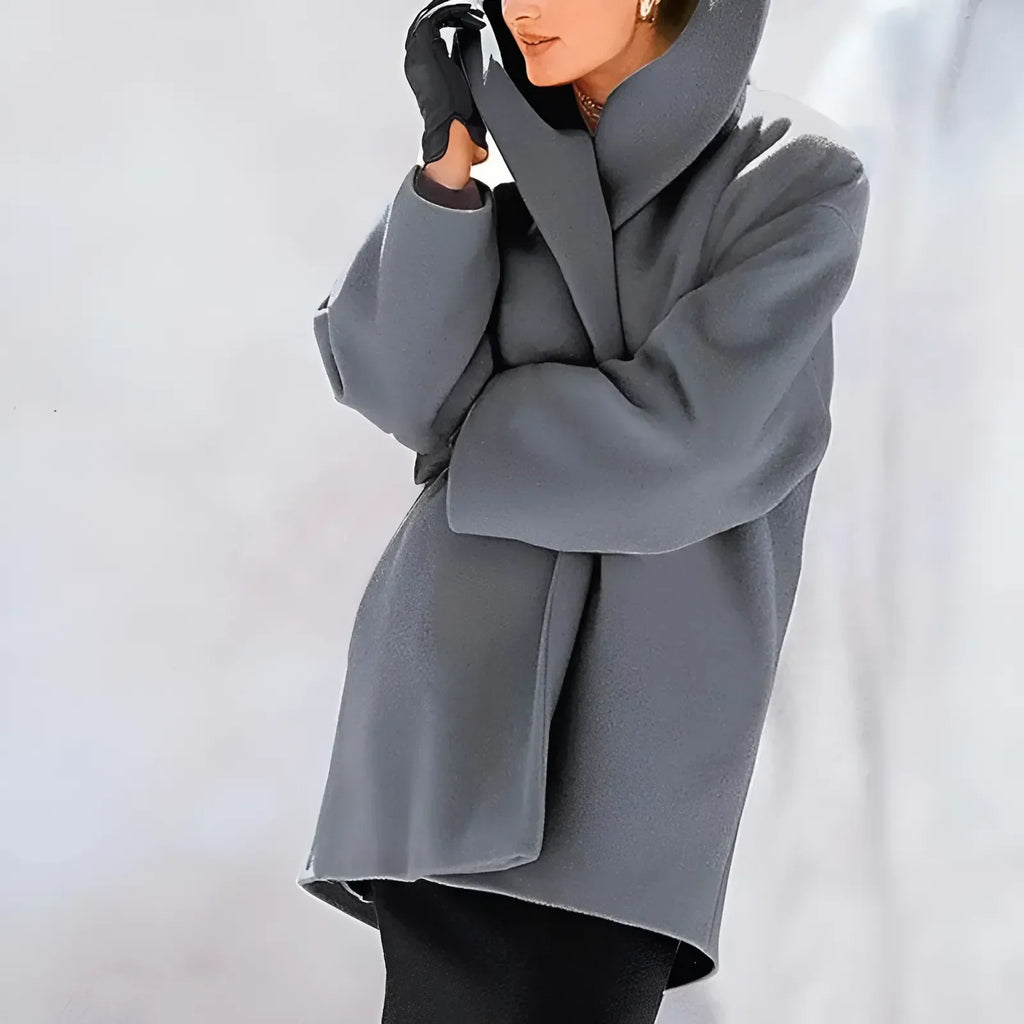 SUENTA Damen Winter Klassiker Trench Mantel Zeitlose Eleganz Warme - Winterjacke Damen Grau