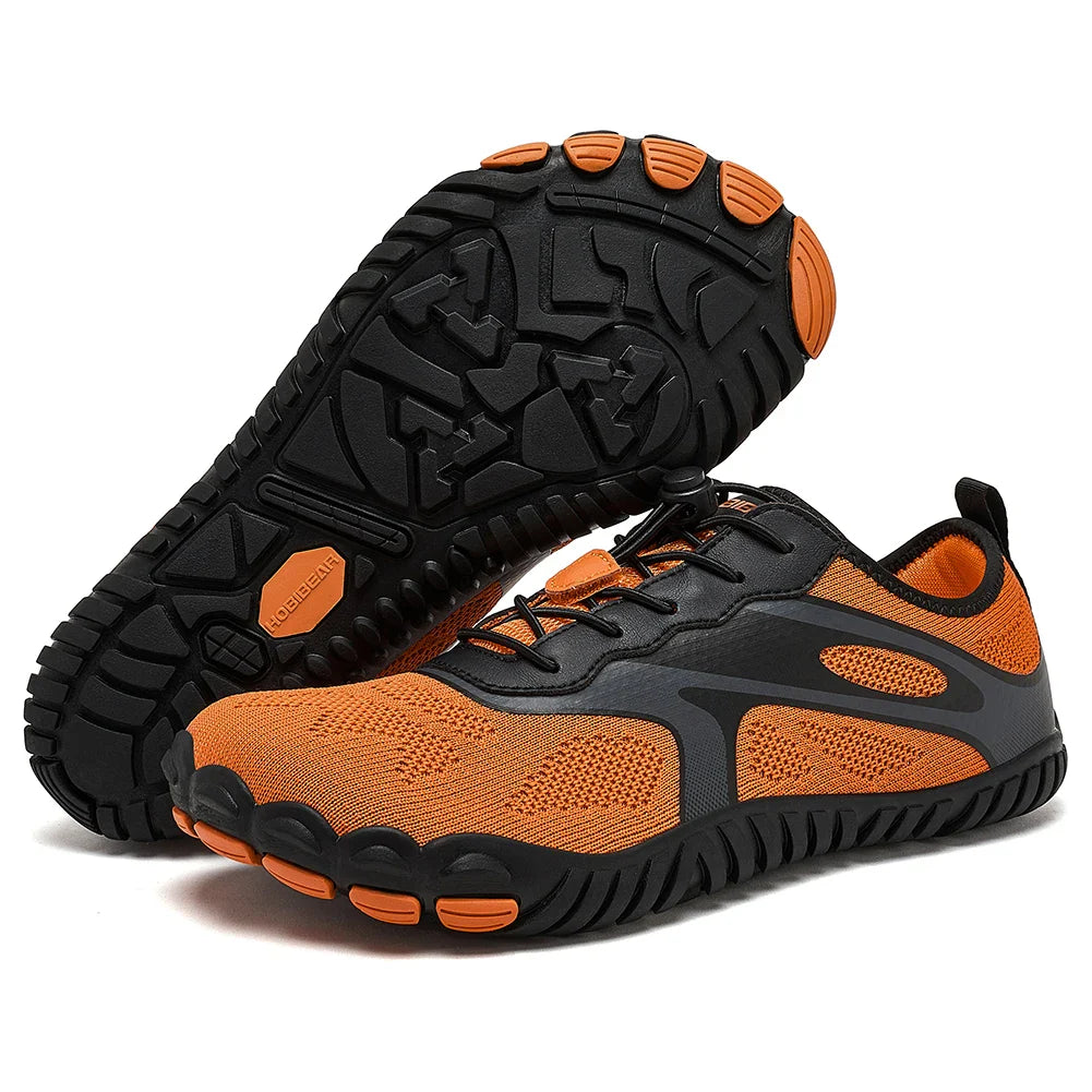 SUENTA Unisex Barfußschuhe Rutschfeste Außensohle Laufen Alltag Schwarz Orange