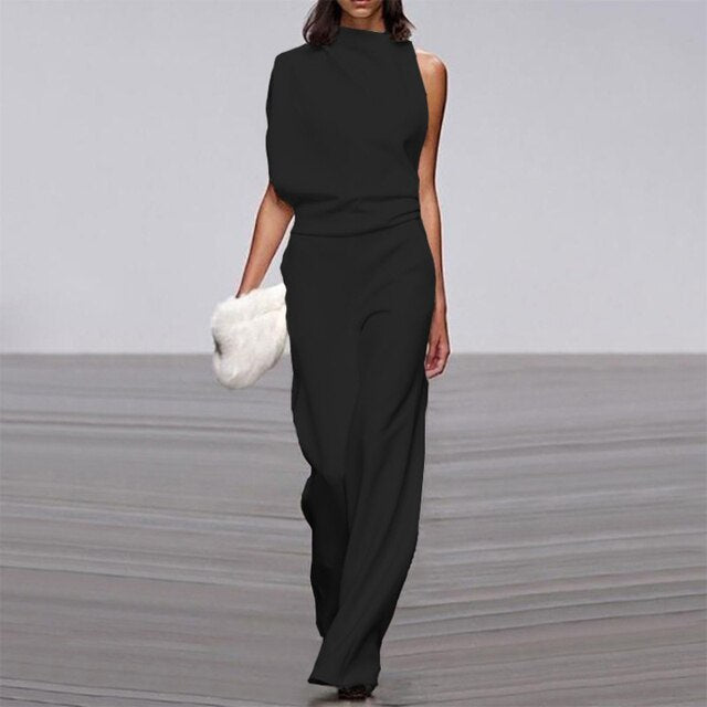 SUENTA Chāme | Damen Jumpsuit – Effortless Summer Glam, Schlichtes Design & Vielseitige Kombinationsmöglichkeiten Schwarz