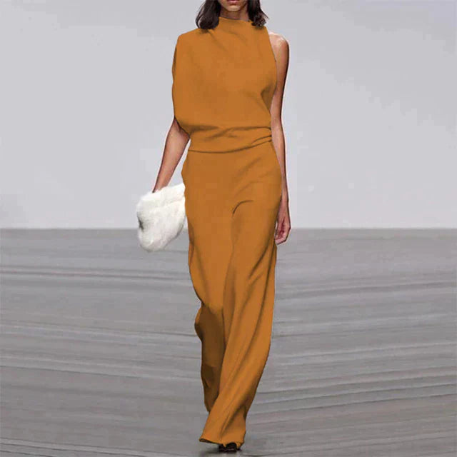 SUENTA Chāme | Damen Jumpsuit – Effortless Summer Glam, Schlichtes Design & Vielseitige Kombinationsmöglichkeiten Gelb Orange