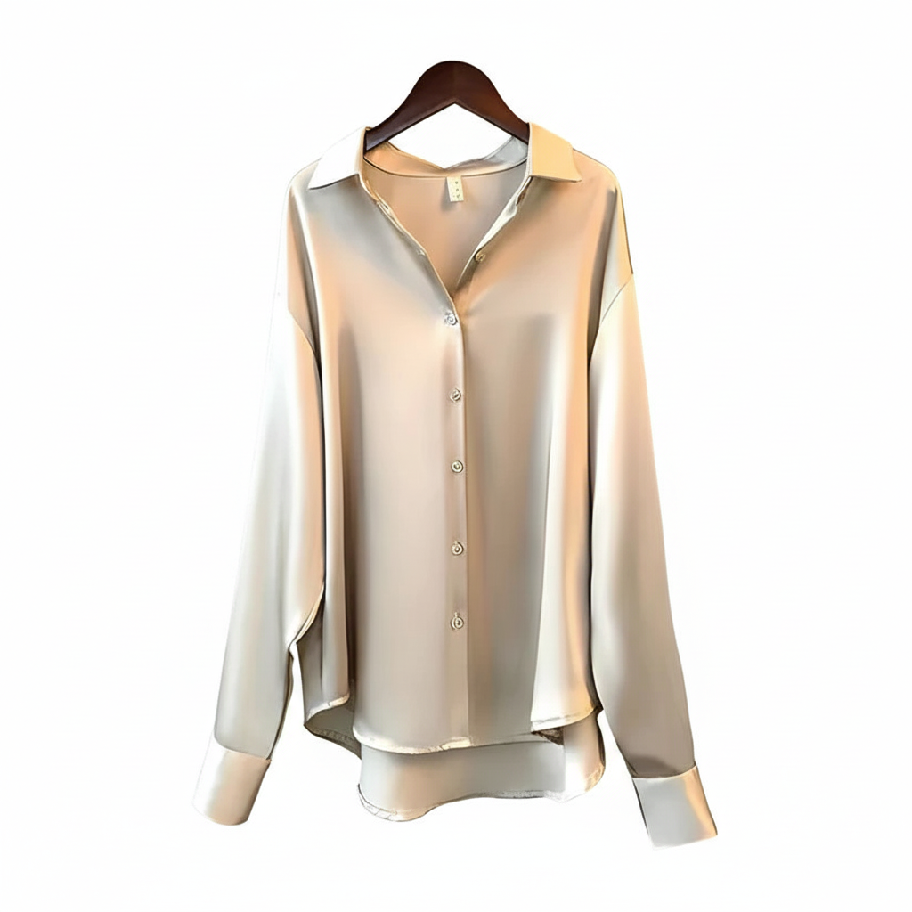 SUENTA Damen Seidenbluse Glatten Textur Fließenden Form Eleganz Leicht Vielseitig