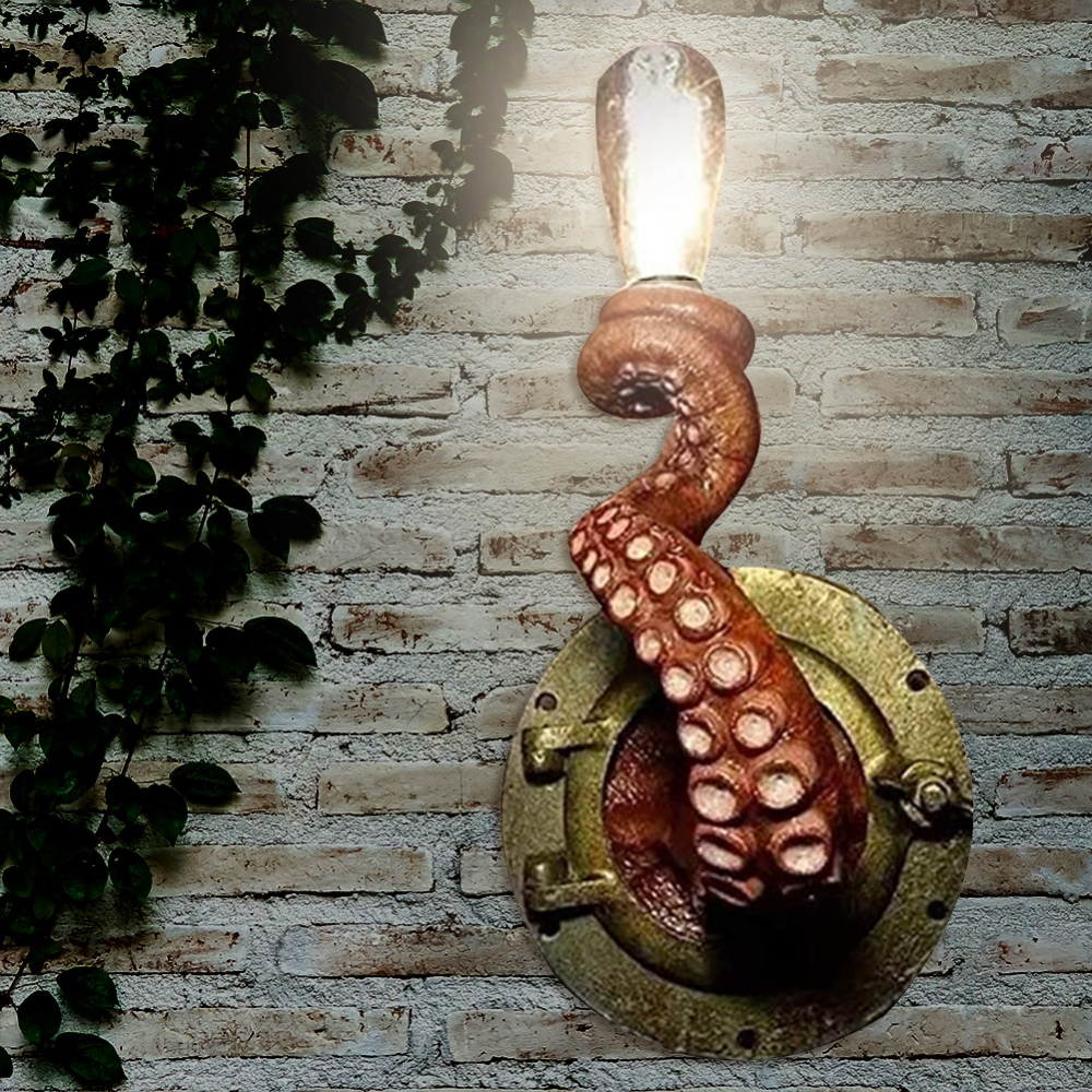 SUENTA Skulpturale Oktopus-Wandleuchte Kunstvolle Wandlampe Rot
