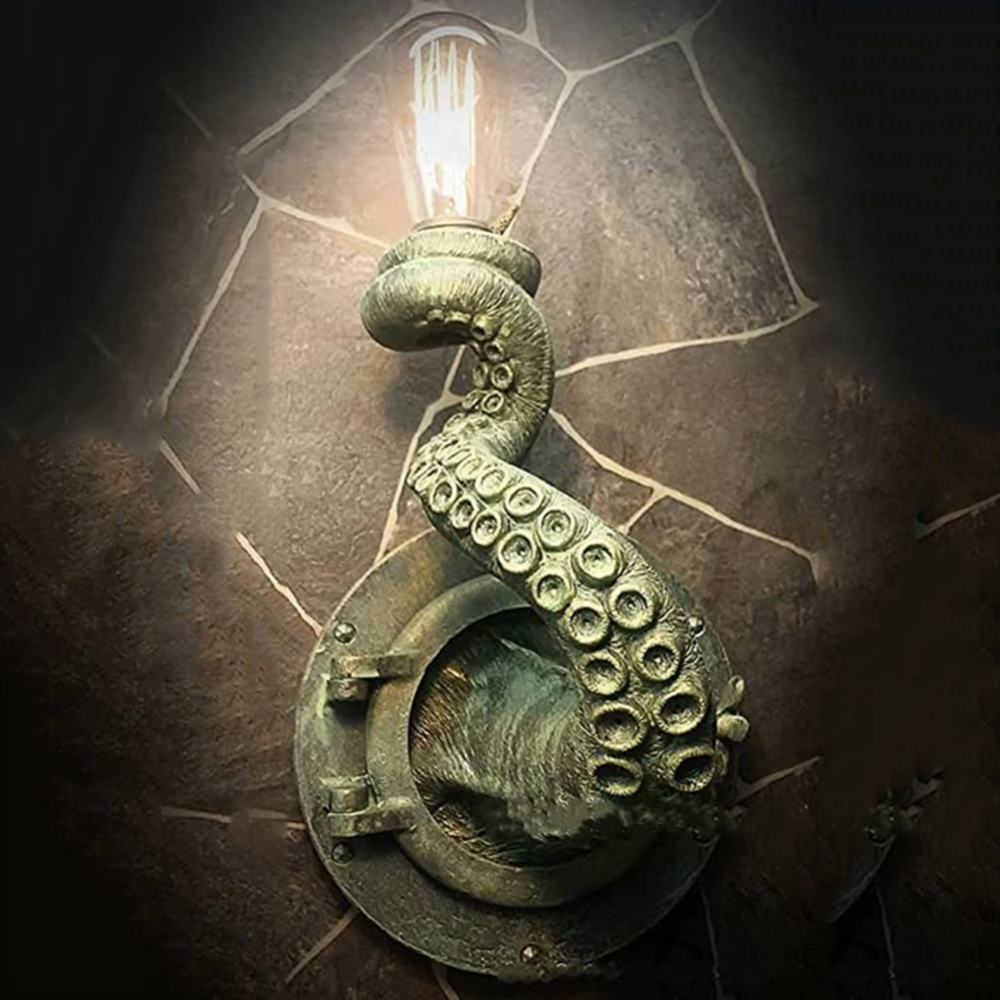 SUENTA Skulpturale Oktopus-Wandleuchte Kunstvolle Wandlampe Grün