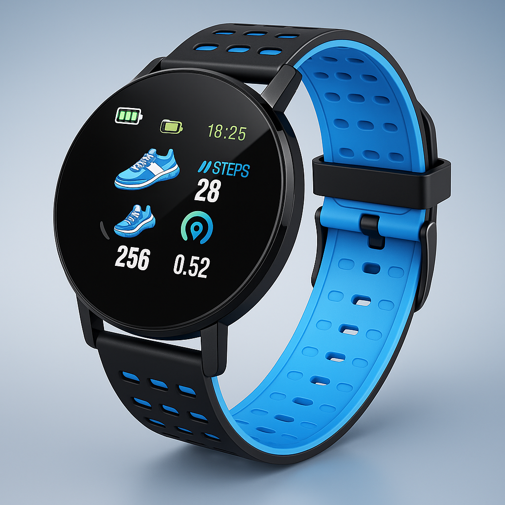 SUENTA Smartwatch Wasserdichte Fitness- und Schlafüberwachung IP67 Blau Schwarz Einheitsgröße